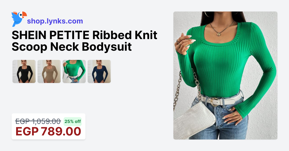 SHEIN PETITE Rib-knit Scoop Neck Bodysuit