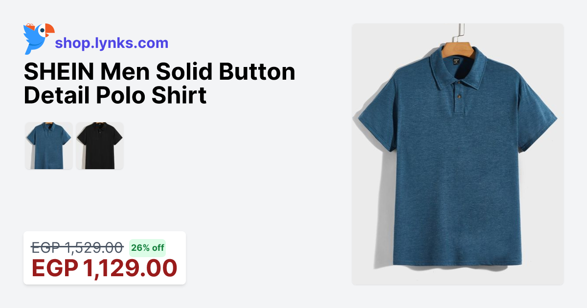 SHEIN Men Solid Button Detail Polo Shirt | Lynks Shop