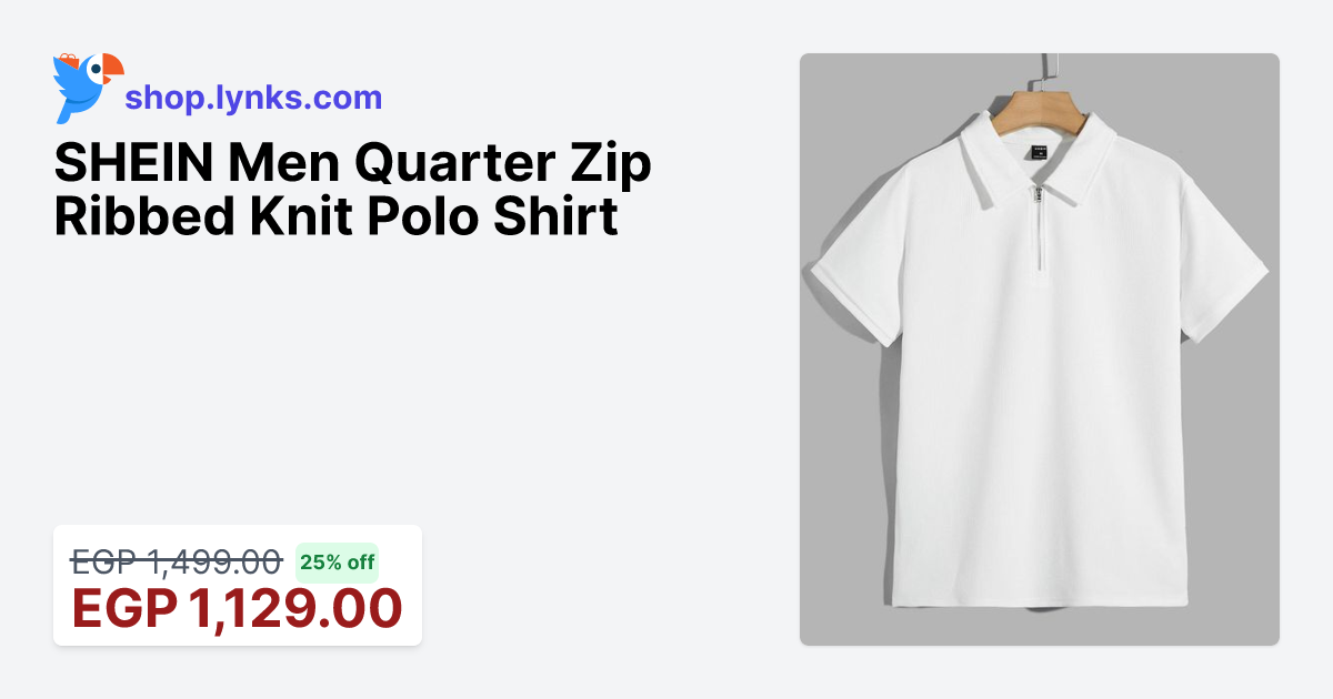 SHEIN Men Quarter Zip Ribbed Knit Polo Shirt | Lynks Shop
