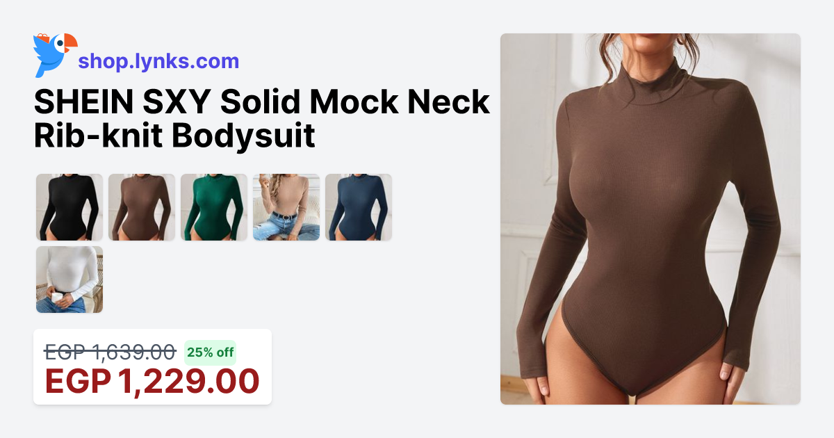 SHEIN SXY Solid Mock Neck Rib-knit Bodysuit