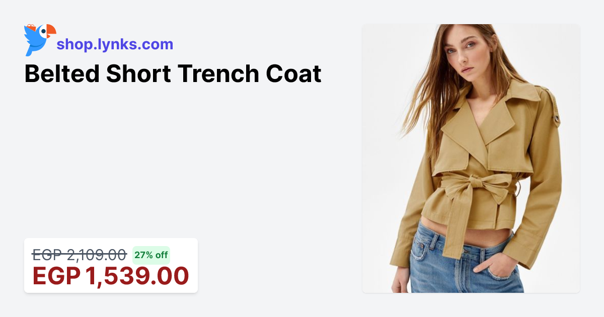 Belted Short Trench Coat | Lynks Shop